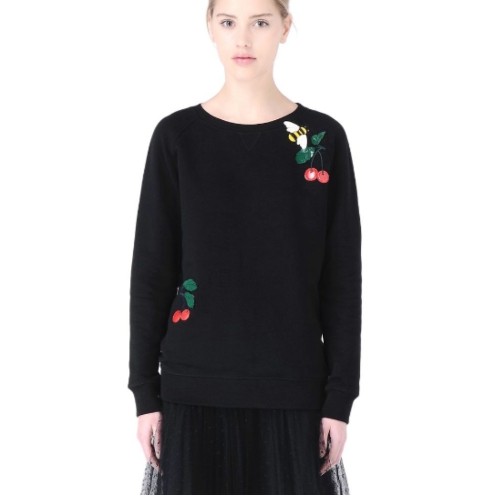 Red Valentino Cheery and Bee Embroidered Sweatshir